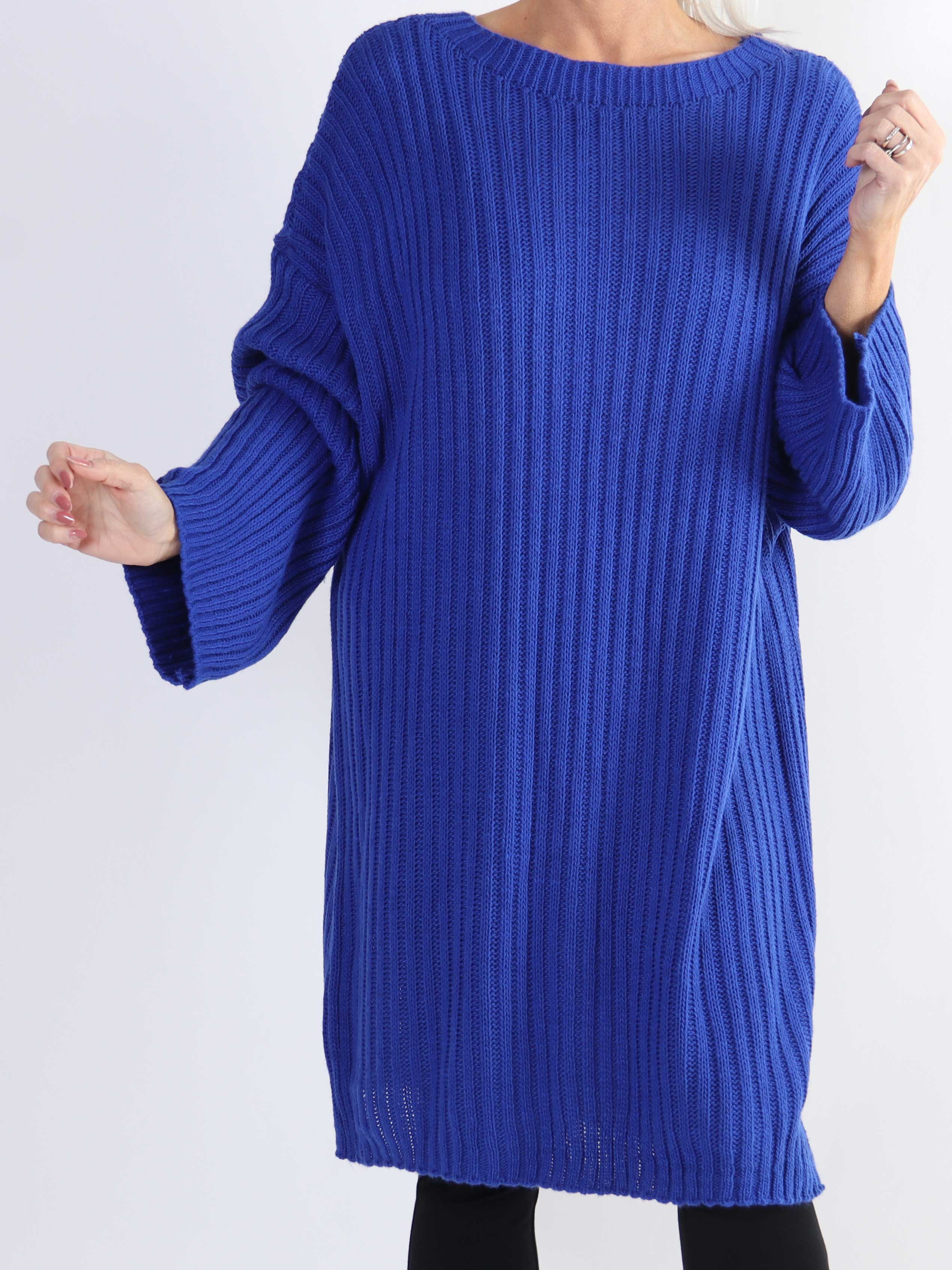 Dica - Stickad plus size klänning med rosett i ryggen